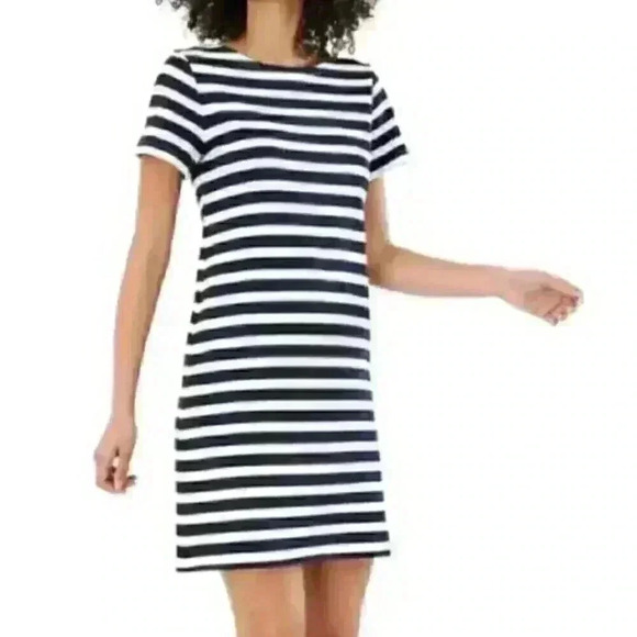 Joules Navy Striped Short Sleeve Jersey Dress Size Small - Picture 1 of 7